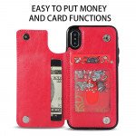 Wholesale iPhone XS Max Flip Book Leather Style Credit Card Case (Red)